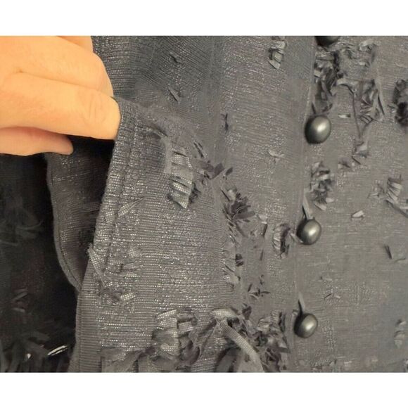 Caroline Rose Black Jacket Artsy Party Statement Size M Abstract Chunky Buttons - Picture 5 of 10